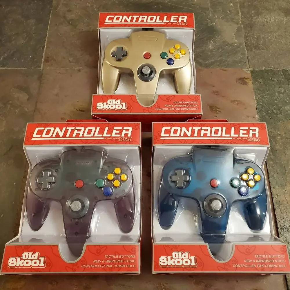 3 N64 Controllers - 3 Colors Bundle (NEW) Ice Blue, Atomic Purple, Gold Nintendo